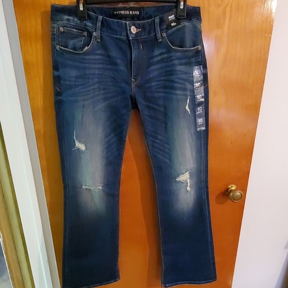NWT Distressed Express Bootcut Jean's sz 10s